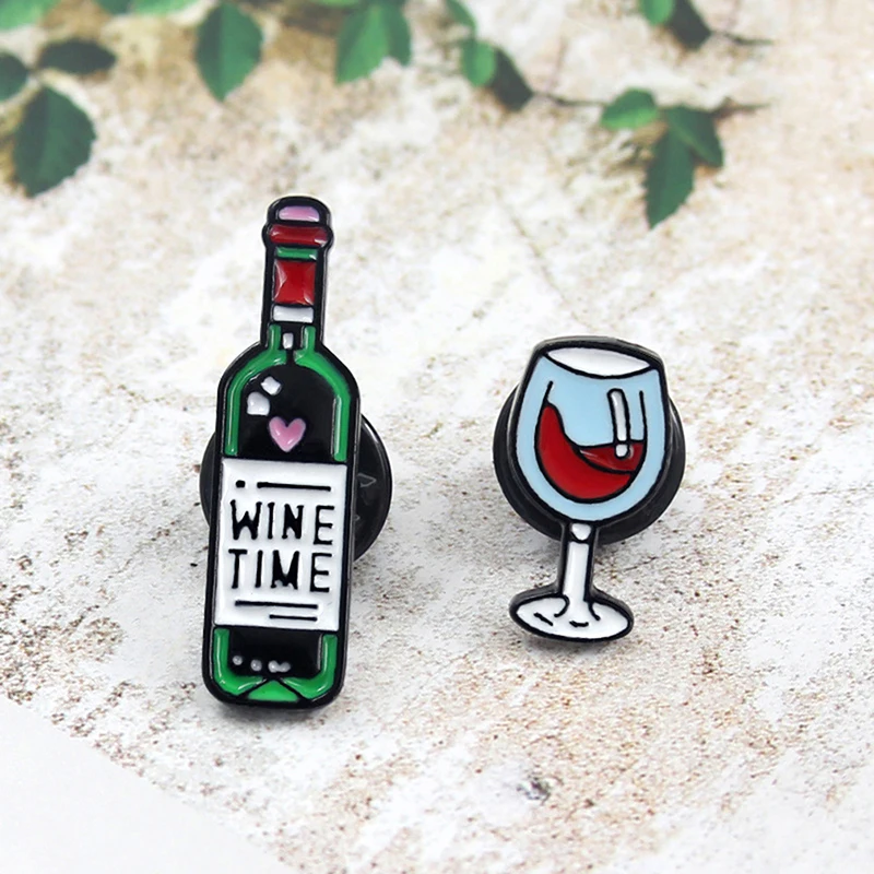 

1pc Fashion Wine Glass Wine Bottle Wine Glass Enamel Dripping Brooch Accessories Clothing Decoration Party Gift