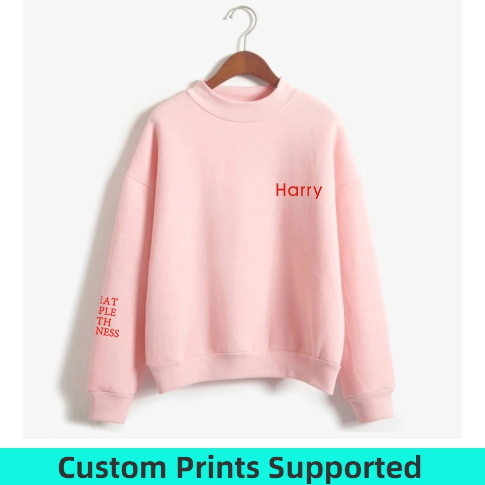  LUCKYFRIDAYF Harry Styles Treat People With Kindness Print Sweatshirts Women Turtleneck Long Sleeve
