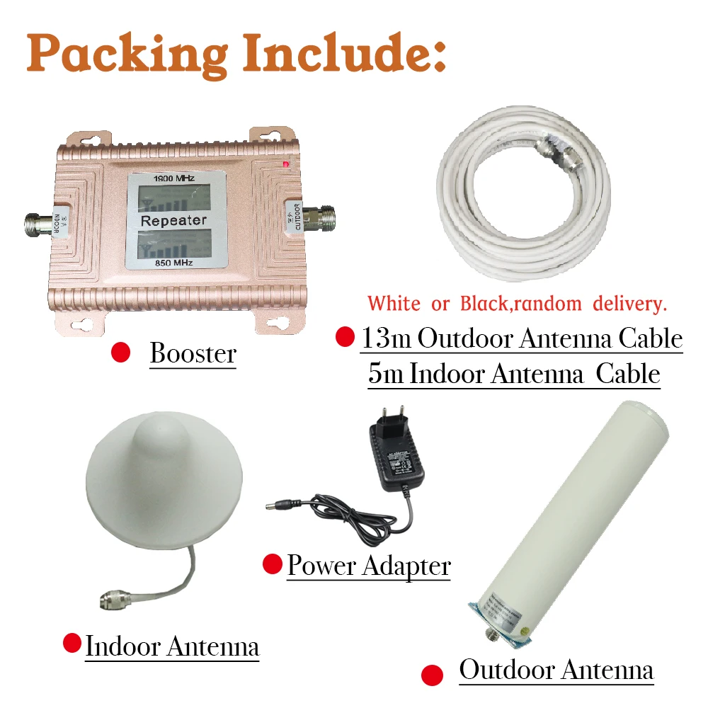 2g 3g 4g lte mobile signal booster 850 / 1900mhz phone signal booster with LCD display kit for smart home office use