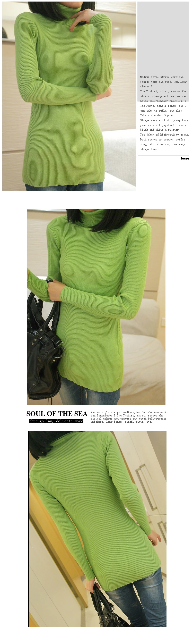 FREE SHIPPING Long Sleeve Sweaters Female Pullover Turtleneck JKP13407