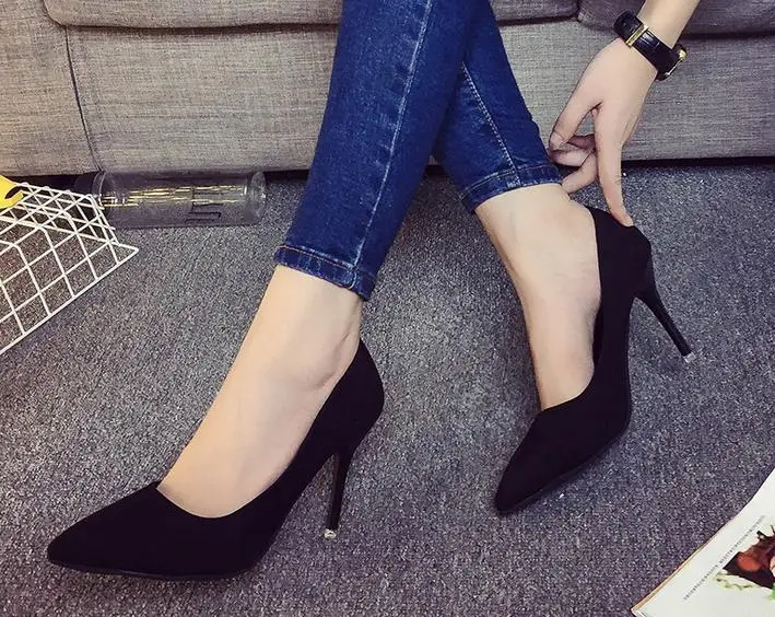 

5.shoes woman 2016 new summer high heels with fine matte sexy shoes Asakuchi shoes occupation plus size 35-39 women pumps