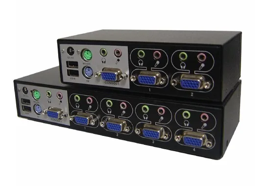 2/4 портов Авто USB PS/2 аудио комбо KVM переключатель с кабелями 2048*1536 | Компьютеры и