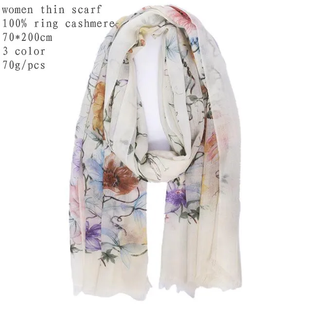 

Naizaiga 100% ring Cashmere 70*200cm ladies spring printting flower thin shawl summer Sunscreen pashmina ,DX19