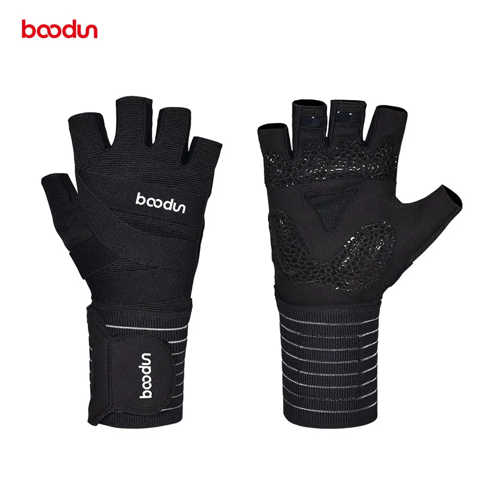 

Boodun Gym Fitness Gloves Hand Palm Protector with Wrist Wrap Support Crossfit Workout Bodybuilding Power Weight Lifting Glove