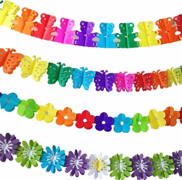6 компл./лот, красочная Бумажная гирлянда, украшение для детской вечеринки на день рождения, доступно в нескольких стилях