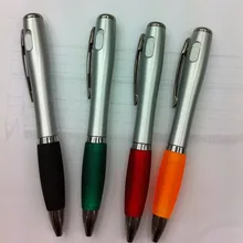 Пластик серебряный LED Пластик шариковая ручка с логотипом подарок ручка шариковая ручка индивидуальный логотип 400 шт./лот световое перо