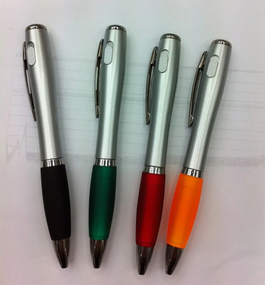 

Plastic silver Led plastic ball pen logo gift pen ballpoint pen wholesale free customized logo 400pcs/lot light pen