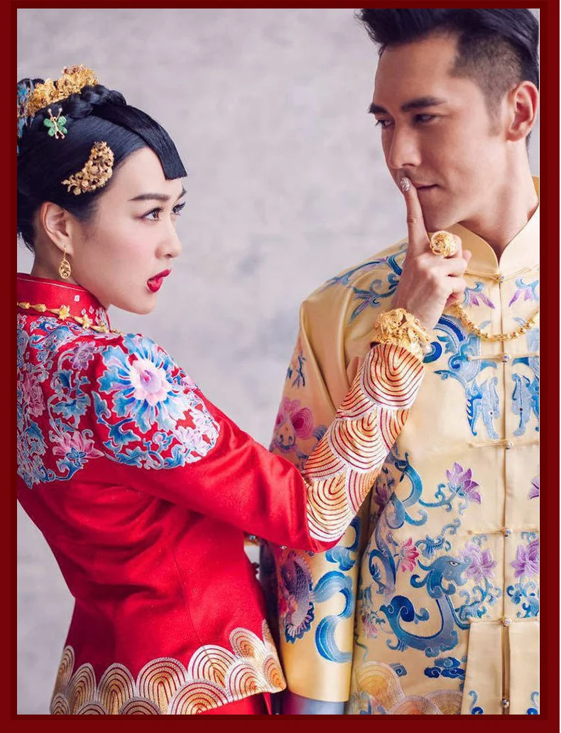 Precio Especial Vestido De Novia De Boda Tradicional Chino Bata Suzhou Bordado Hombres Ropa Novio Boda Ropa Etnica Rojo Beige Azul May 2020