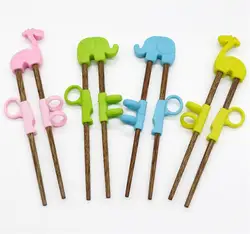 Детские тренировочные палочки деревянные силиконовые для тренировки палочки для еды Мультфильм Дети обучения палочками A2060c