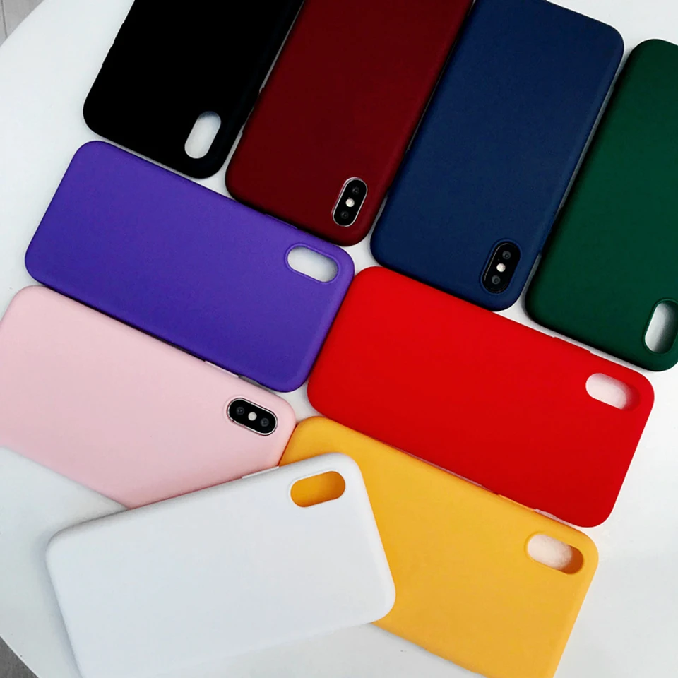 

tpu for iphone 6 case on iphone 6 7 8 case foe iphone 6 6s 7 8 plus 5 5s se x xs Luxury Soft Back Matte Color TPU Silicone Back