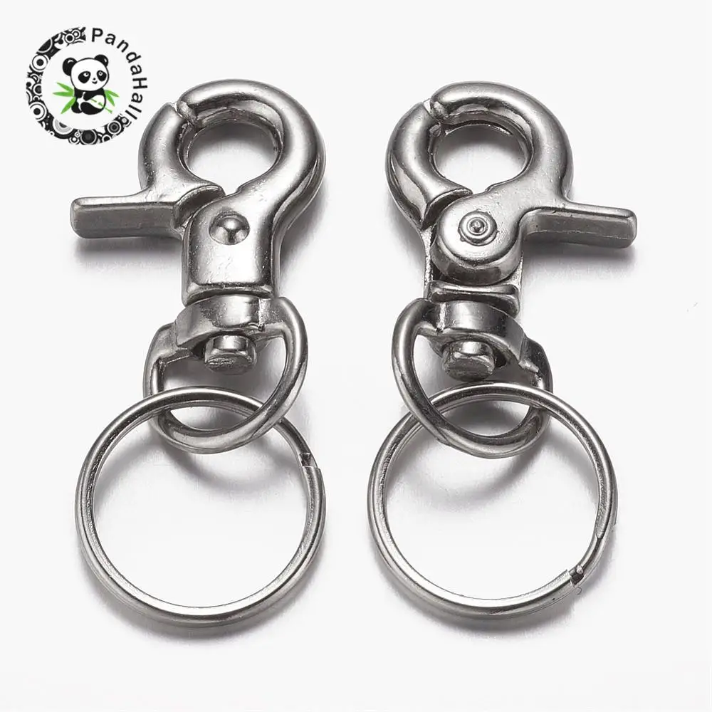 100pcs Zinc Alloy Swivel Clasp Key Chains with Iron Ring Findings for