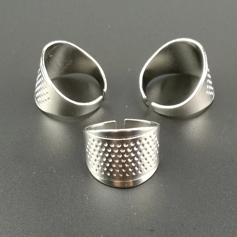 Hot 3pcs Finger Protector Ring Thimble Silvery Sewing Thimbles