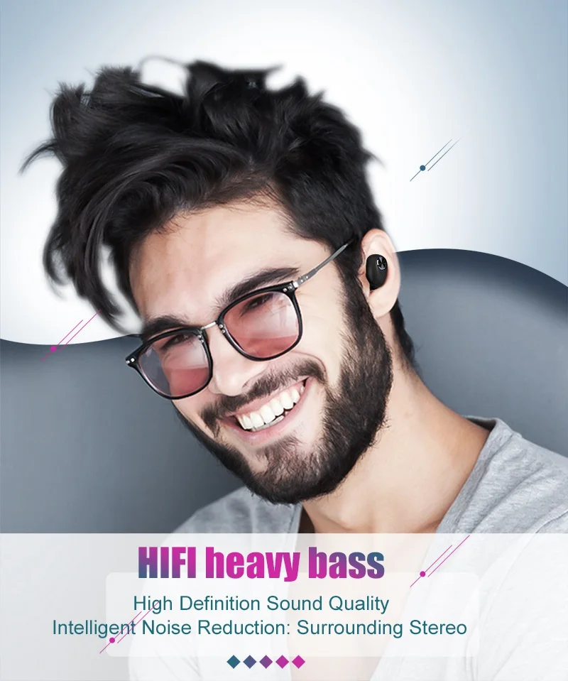 Mini Wireless Headphones Bluetooth Headset Noise Cancelling Earbuds TWS Stereo Earphone With Mic Charging box Bass Headphones