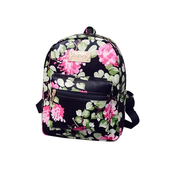 

Floral Printing Women Backpack School Bags For Teenager Girls PU Leather Female Backpacks Small Travel Bag Mochila Mujer