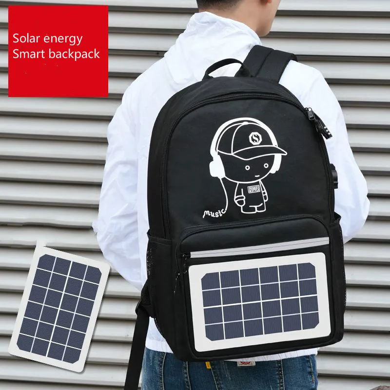 

New Oxford Cloth Smart Backpack Fashion Unisex Reflective Strip Backpack Creative Solar Energy Charging Multifunctional Backpack