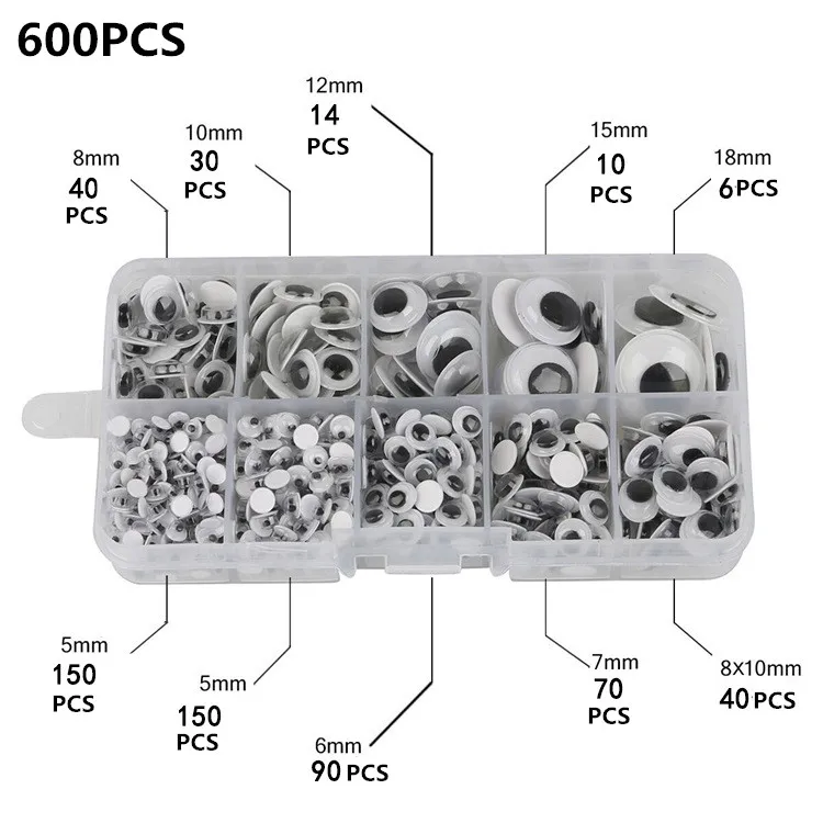 4-24 мм Смешанные гуглые Глаза DIY товары для рукоделия самоклеящиеся Wiggly Глазные яблоки Детские ручные Скрапбукинг Искусство Декор глаза для игрушек - Цвет: Mixed 600PCS