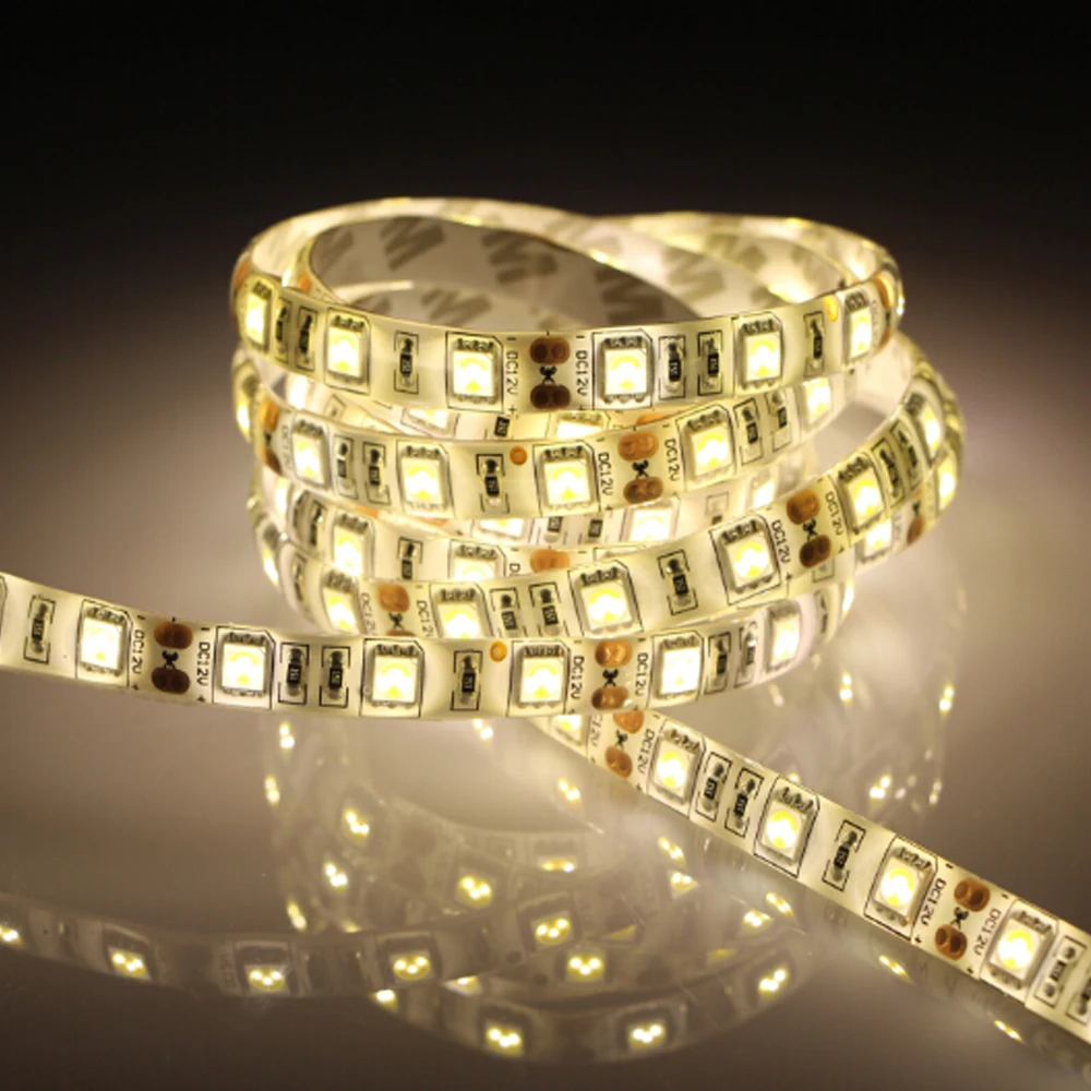 Суперъяркая Светодиодная лента 5050 SMD RGB 1 5 м 60 светодиодов/м 12 В постоянного тока