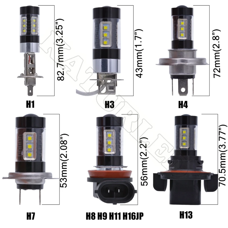 1 шт CREE светодиодный Чипсет H1 H3 H4 H7 H8 H11 H13 P13W 9005/HB3 9006/HB4 S25 1156/BA15S 1157/BAY15D T25 T20