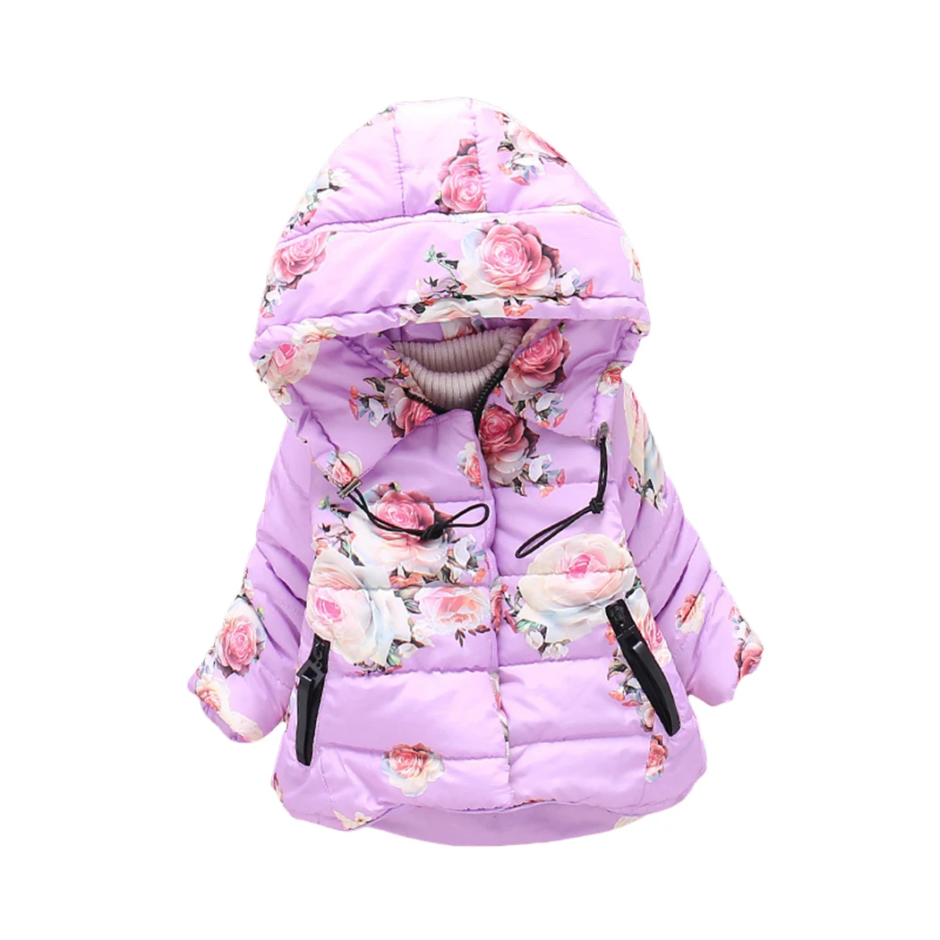 

New Baby Girls Clothes Children Winter Warm Flower Jacket Outwear Girls Cotton-padded Outwear Baby Girls Coat Christmas Clothing