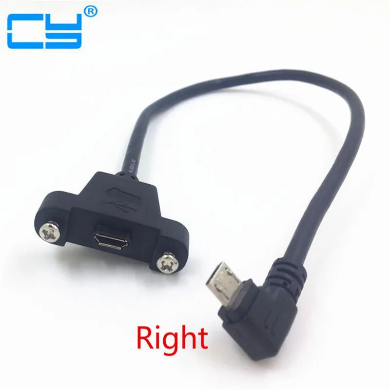 

Micro USB Up & Down & Left & Right 90 Degree Angled Male to Female Extension Cable 5Pin With screws Panel Mount Hole 30cm/50cm