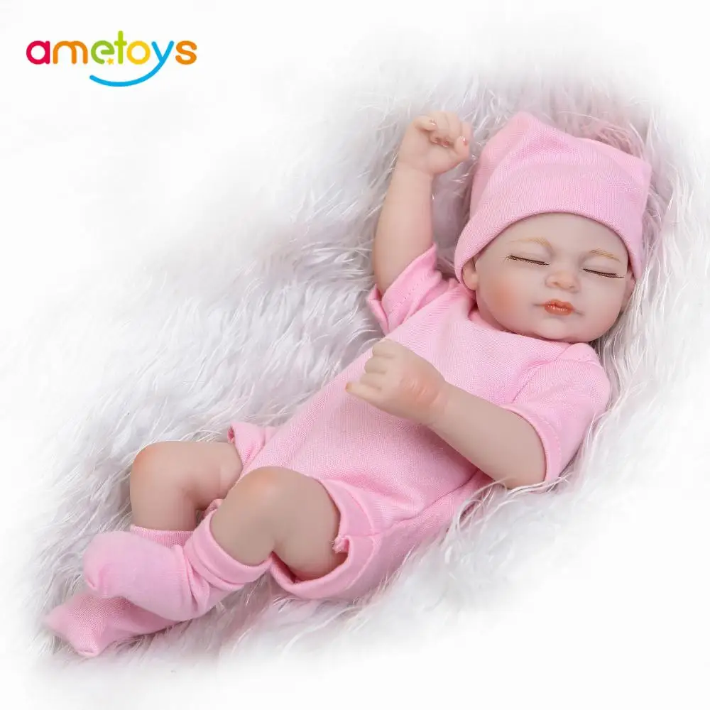 

25cm Reborn Baby Dolls Full Silicone Body Eyes Close Sleeping Newborn Baby Doll Girl Baby Bath Toy 10inch Lifelike Cute Bonecas