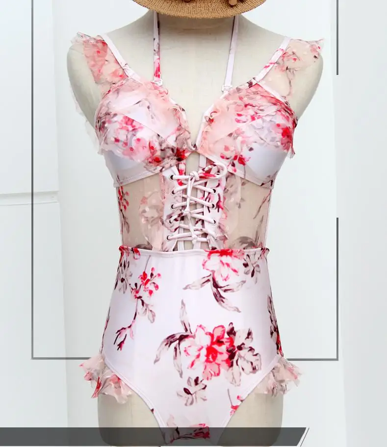 2018 Sexy Floral Print High Waist Swimsuit Ruffle Bikini Push Up Swimwear Women Vintage Biquini Bathing Suit Maillot de Bain |