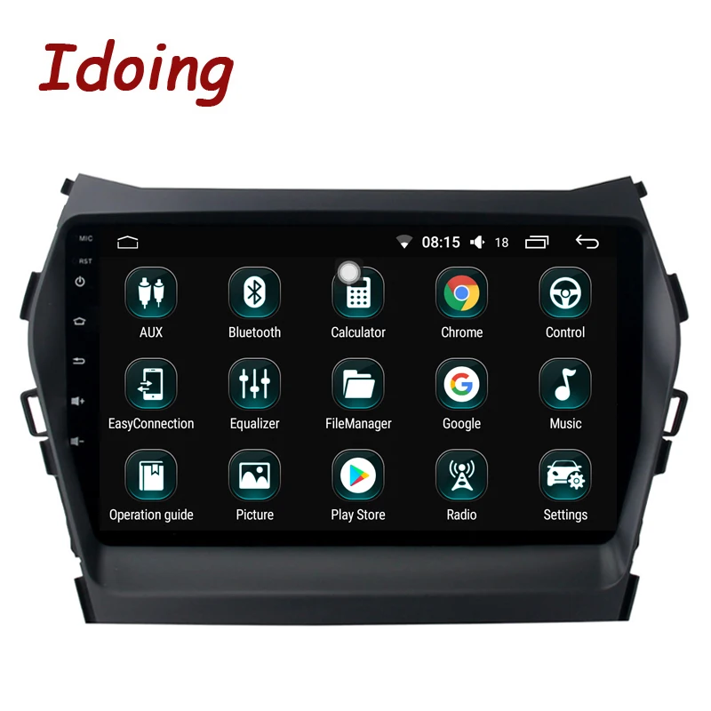 Sale Idoing 9"4G+64G 2.5D IPS Octa Core Car Android 8.0 Radio Player Fit Hyundai IX45 2015-2017 Built-in GPS Navigation and GLONASS 2