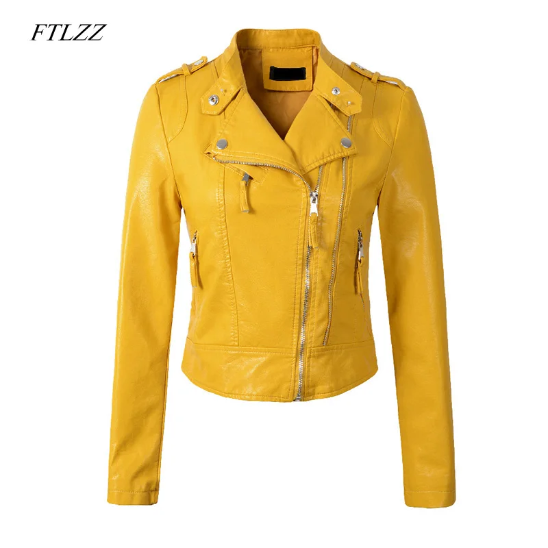 Ftlzz Новинка Женская куртка из искусственной кожи пальто короткий дизайн Epaulet на