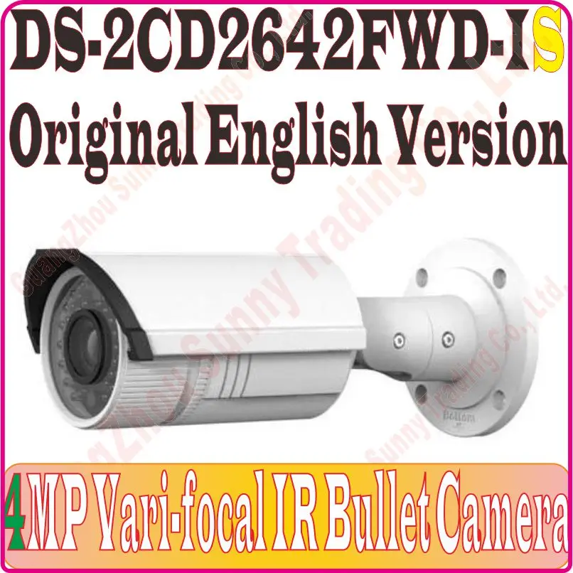 English-Ver DS-2CD2642FWD-IS 4MP POE 1080P WDR Vari-focal VF Real Time Video IR Bullet Network CCTV IP audio alarm I/O Camera |