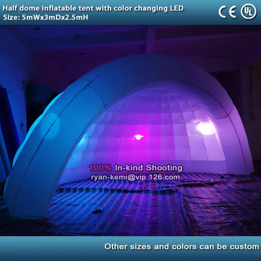 5m LED lighting inflatable half dome tent inflatable bar inflatable wedding party igloo tent marquee with color changing LED 3