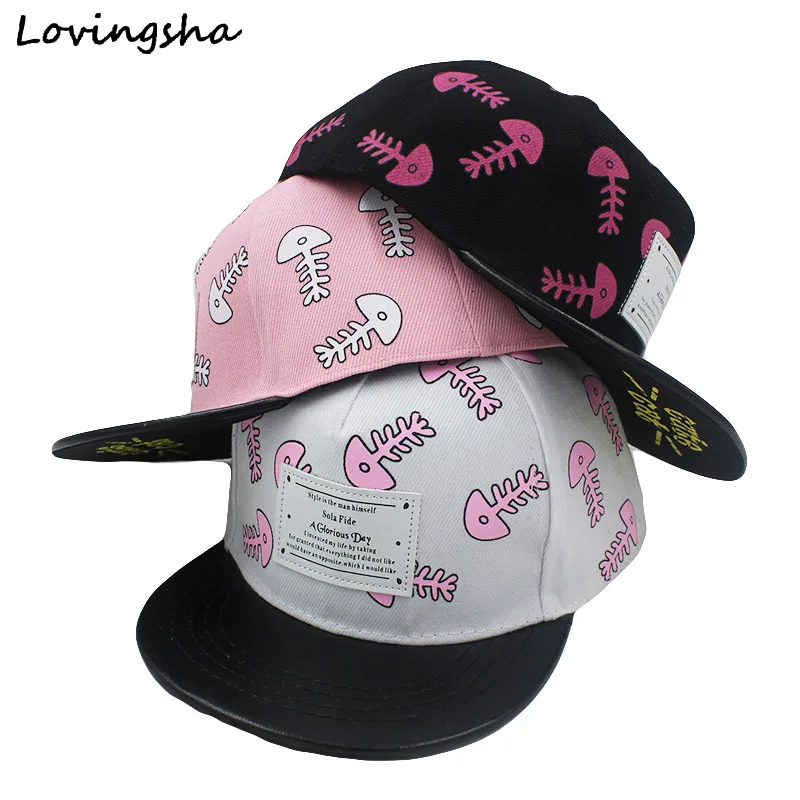 

LOVINGSHA Boy Baseball Caps 3-8 Years Old Kid Fish Bone Design Snapback Caps High Qaulity Adjustable Cap  For Girl  CC049