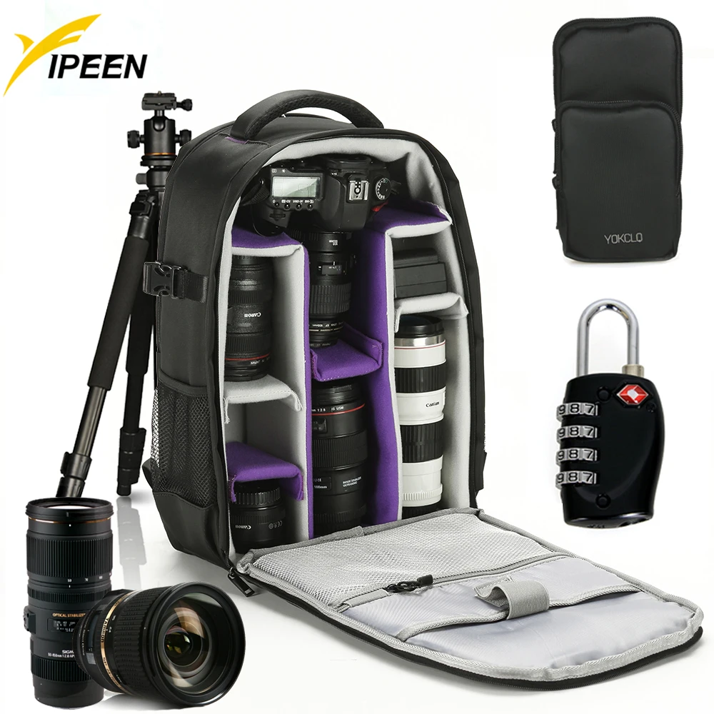 Купить YOKCLQ Водонепроницаемый Камера сумка Камера чехол для Canon Nikon sony Регулируемый Камера s сумка рюкзак большой емкости