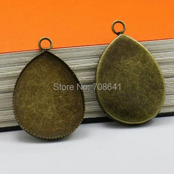 

Blank Teardrop Bezel Pad with Loop Pendant Settings Resin Cabochons Bases Findings DIY Jewelry Making Antique Bronze tone