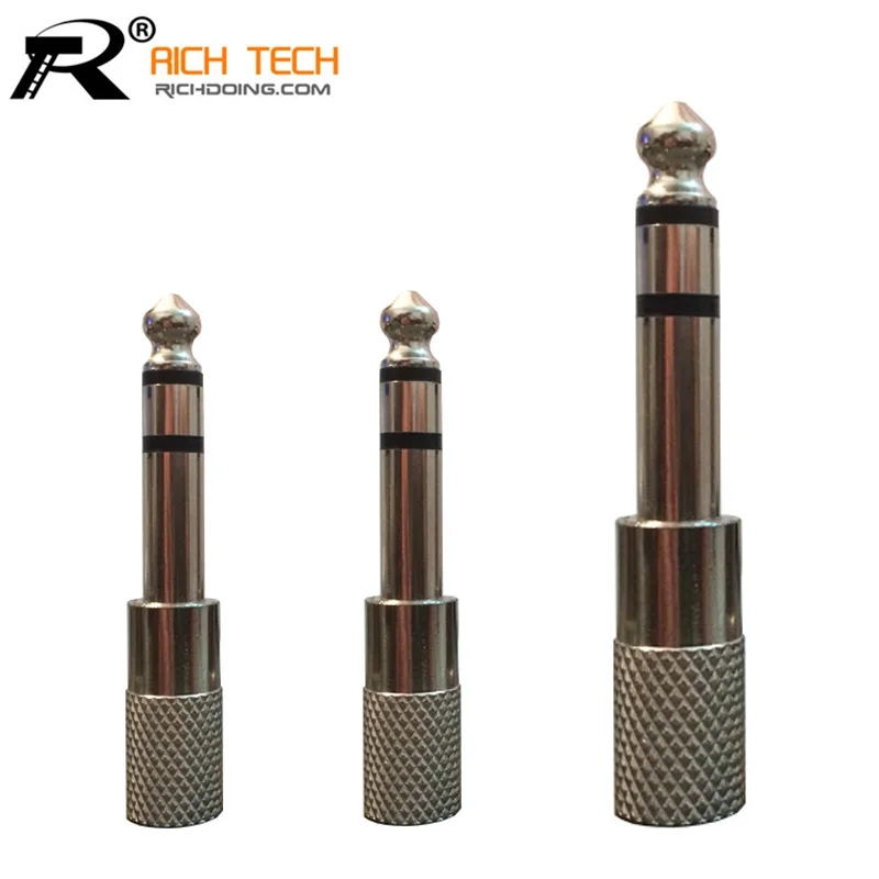 3PCS LOT SUPER QUALITY METAL 6 35MM STEREO MALE TO 3 5MM STEREO JACK CONNECTOR ADAPTER