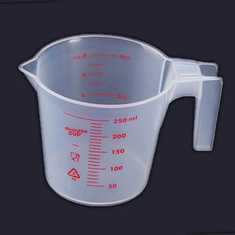 250 мл пластиковая измерительная чашка с ручкой прозрачный пластиковый мерный стакан для жидкостей кухонный бар точный измерительный инструмент