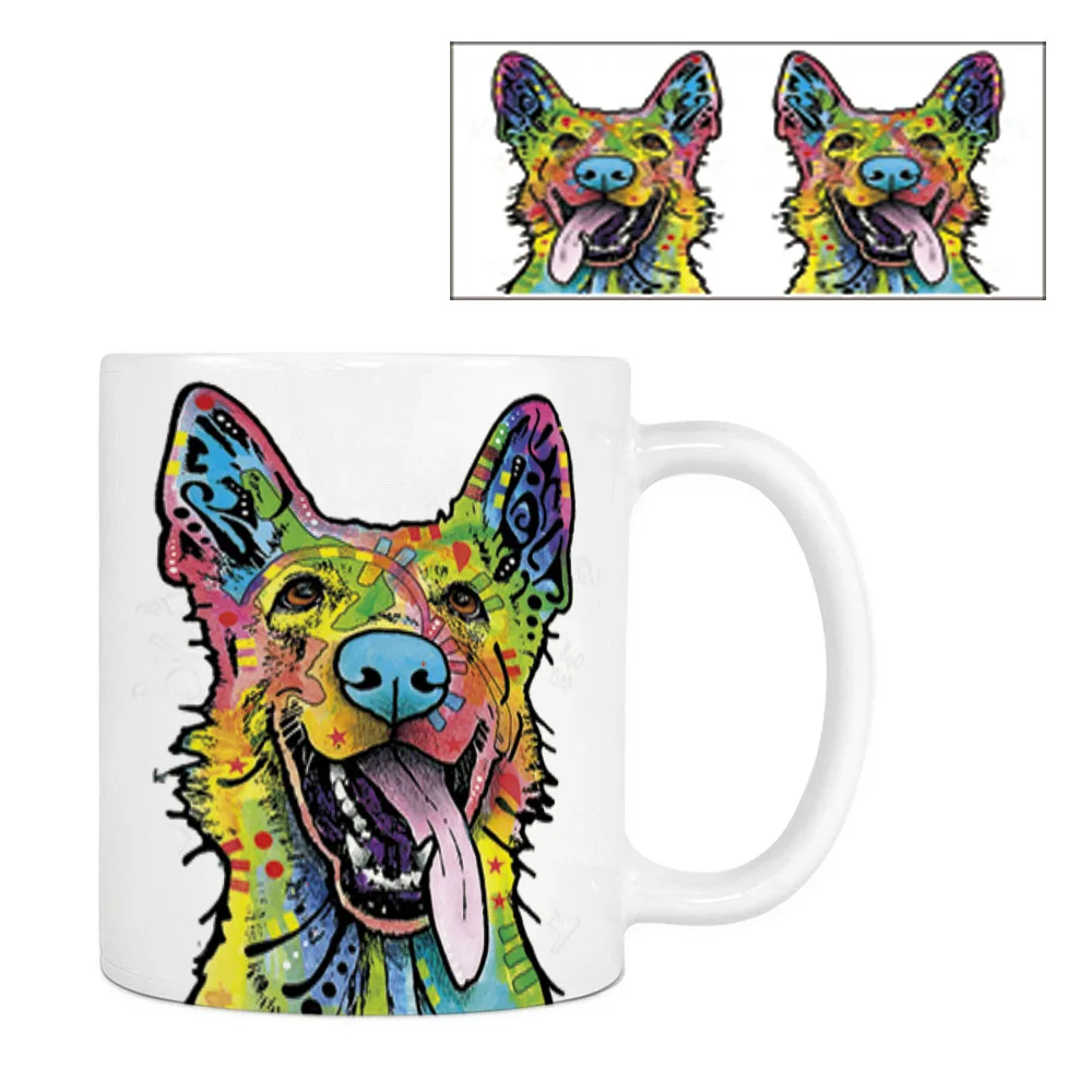 

Fashion German Shepherd Husky Coffee Mugs Cute Dog White Ceramic Creative Tea Mug Customize Birthday Gifts For Kitchen Home