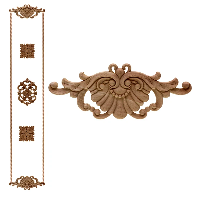 VZLX New Rubber Wood Carved Applique Retro Furniture Crafts Decor