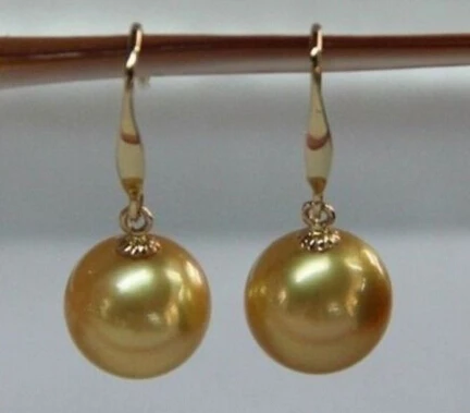 

xiuli 00522 9-10mm natural Australian south sea golden pearl earrings