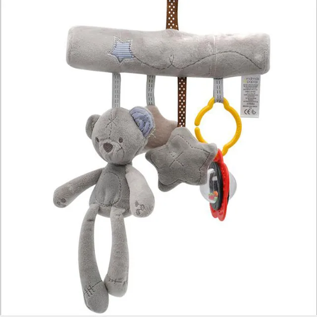 Baby hanging bell with BB baby bed safety seat plush toy Hand Bell Multifunctional Plush Toy Stroller Mobile Gifts 2