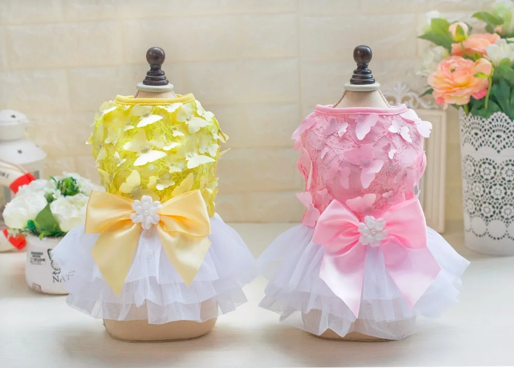 

New Spring Summer Butterfly Decoration Pet Dogs Cool Dress For Small Puppy Dogs Clothing Apparel