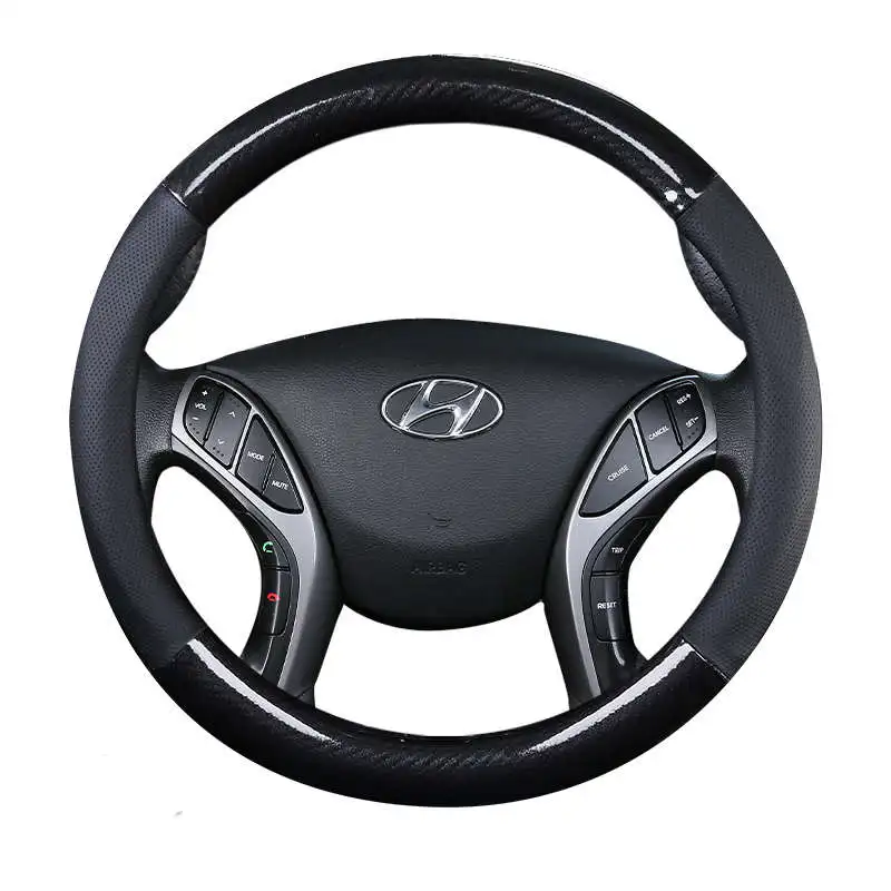 Крышка рулевого колеса автомобиля 37 38 см 1" для hyundai Grand i10 i20 i30 GT i40 ix20 Ioniq Veloster Xcent H-1 Starex Genesis Coupe - Название цвета: black no logo