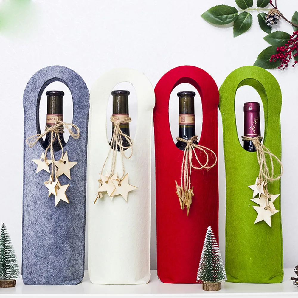 DIY Organizer 1PC Merry Christmas Santa Wine Bottle Bag Cover Xmas Dinner Party Tables Decor Gift Housekeeping DROPSHIP#0813