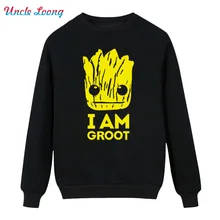 Printed Guardians of the Galaxy Winter High-quality Men O-Neck Cotton I Am Fashion Hoodies Sweatshirt Plus Size