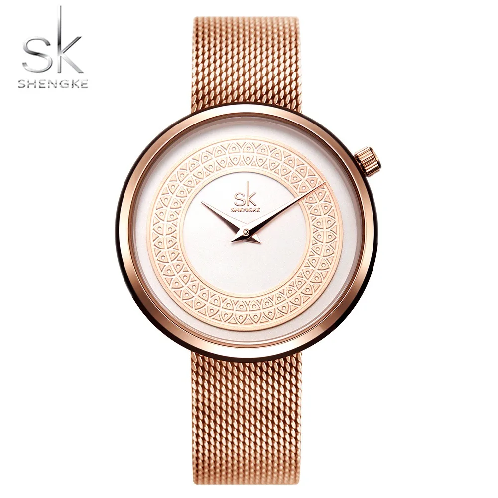 Простой минимализм Черное золото женские наручные часы модные рыбы круглые INS популярные женские часы Повседневные Вечерние часы подарок часы SK водонепроницаемые - Color: Rose Gold