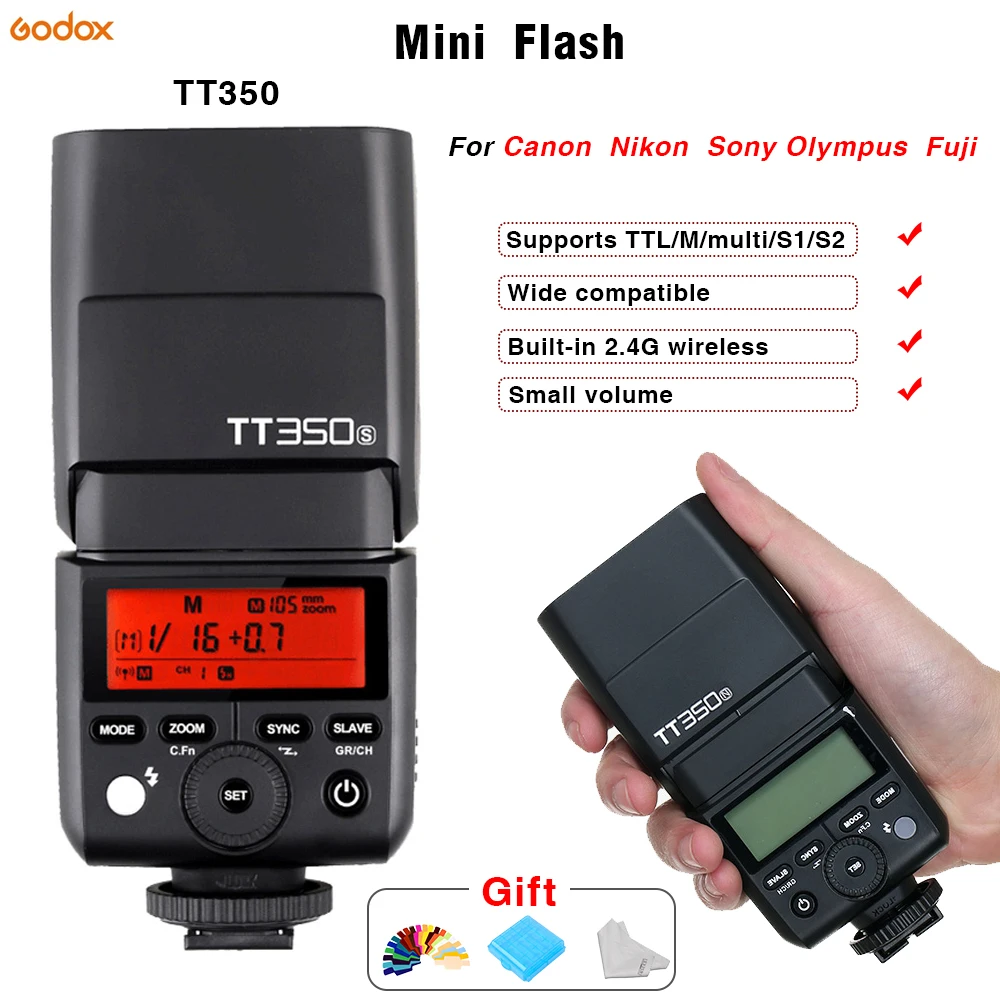 Mini flash Speedlite Godox TT350 TTL 2.4G Wireless Micro single flash Hot shoe USB For Canon Nikon Sony Olympus/Panasonic Fuji Mini flash Speedlite Godox TT350 TTL 2.4G Wireless Micro single flash Hot shoe USB For Canon Nikon Sony Olympus/Panasonic Fuji