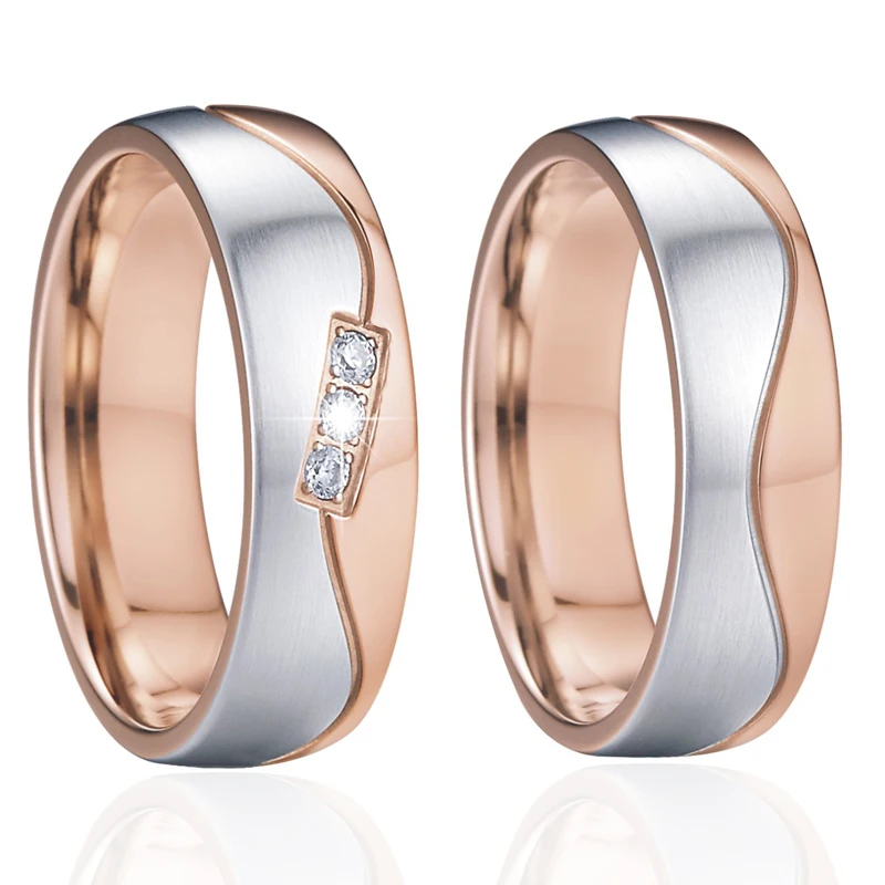 Elegant Jewelry Alliance Wedding Rings For men and women Couple Rings Rose gold color aneis anel bague anillos joias 5.5mm P1418R(3)