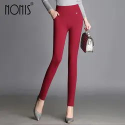 Nonis Новинка 2017 узкие брюки четыре цвета Большие размеры S-4XL классические брюки Высокая Талия Strech узкие леггинсы Femme Pantalon