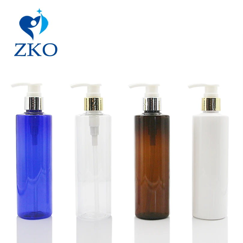 

1 pcs free shipping 250ml cream bottle with Shinny golden aluminum shell shampoo lotion dispenser pump refillable bottle