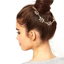 1 шт. Женская мода Листья металлическая головная цепь лист цепь гребни для оголовья кусок золото красивые аксессуары для волос#0326 BB