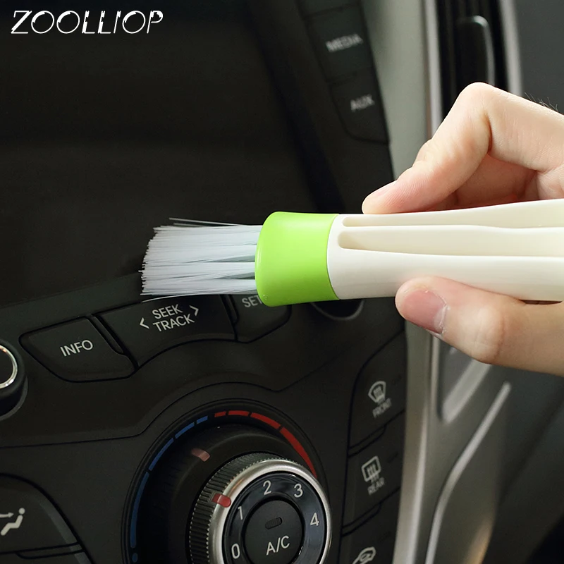 1 PC cepillo de limpieza de coche de doble extremo de ventilación de coche limpiador de hendidura de cepillo de persianas de limpieza de teclado limpiador de hogar